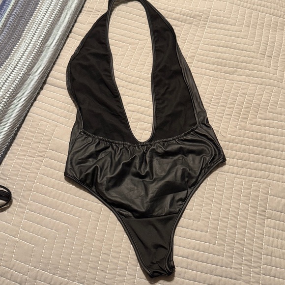 Black Halter One-Piece Top/Body Suit - Picture 2 of 3